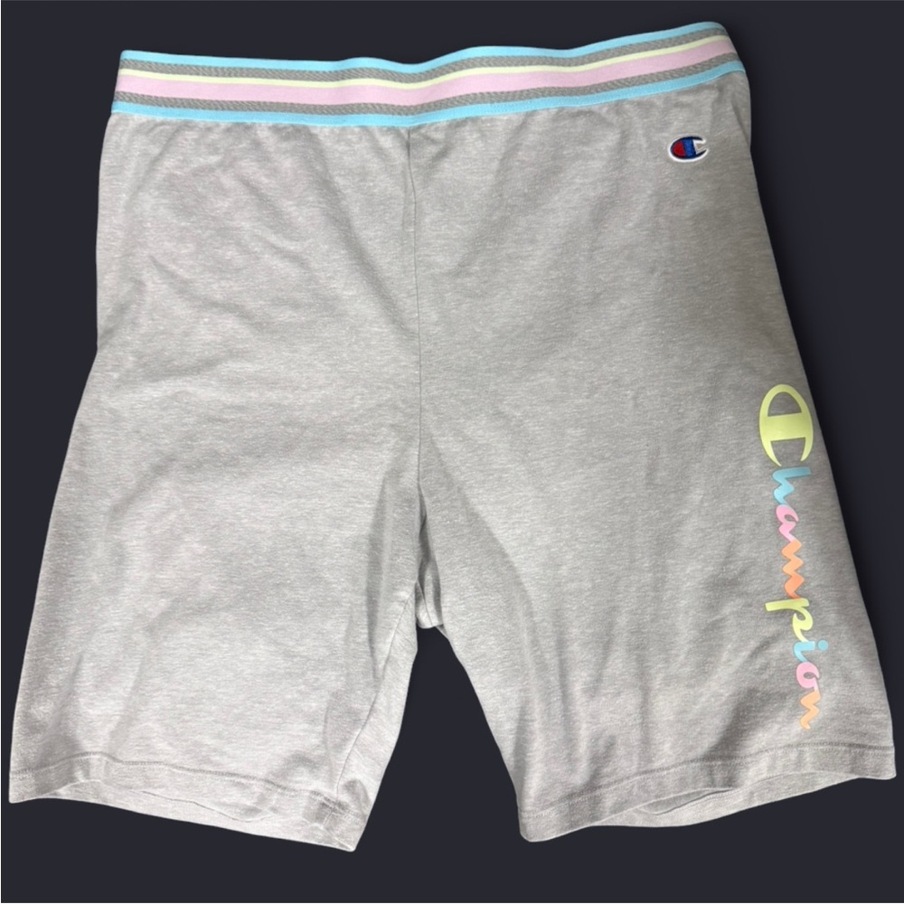 Champion Women's Gray Athletic Shorts with Pastel Logo